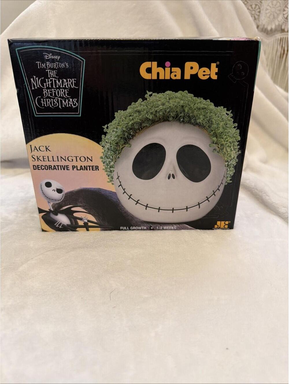 Chia Pet Jack Skellington w/Seed Pack, Decorative Pottery Planter NIB